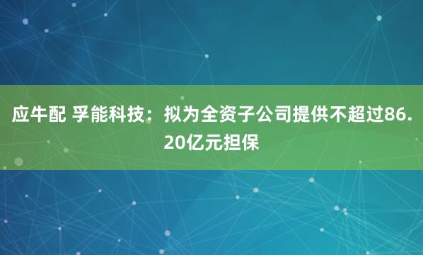 应牛配 孚能科技：拟为全资子公司提供不超过86.20亿元担保